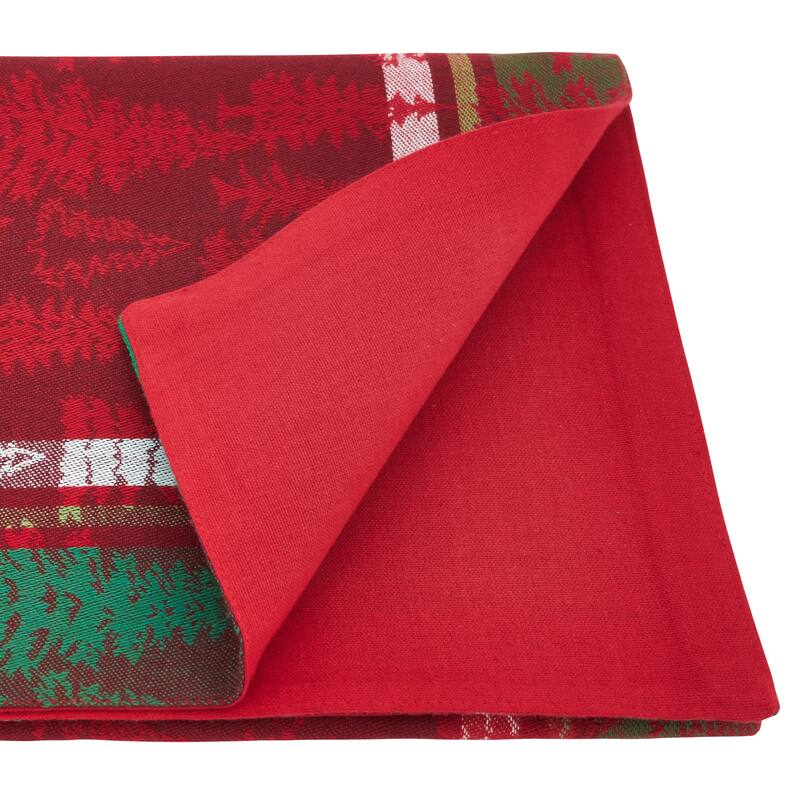 Plaid Christmas Tree Design Cotton Table Runner