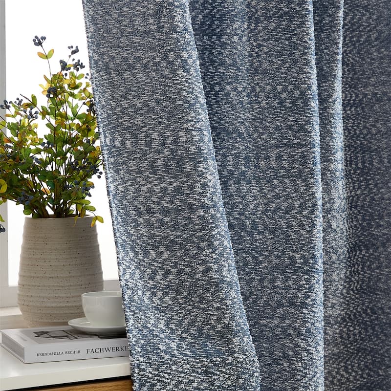 HLC.ME Easton Jacquard Slub Texture - Privacy Curtains with Back Tab Rod Pocket Lightweight Window Curtains Panels, Set of 2