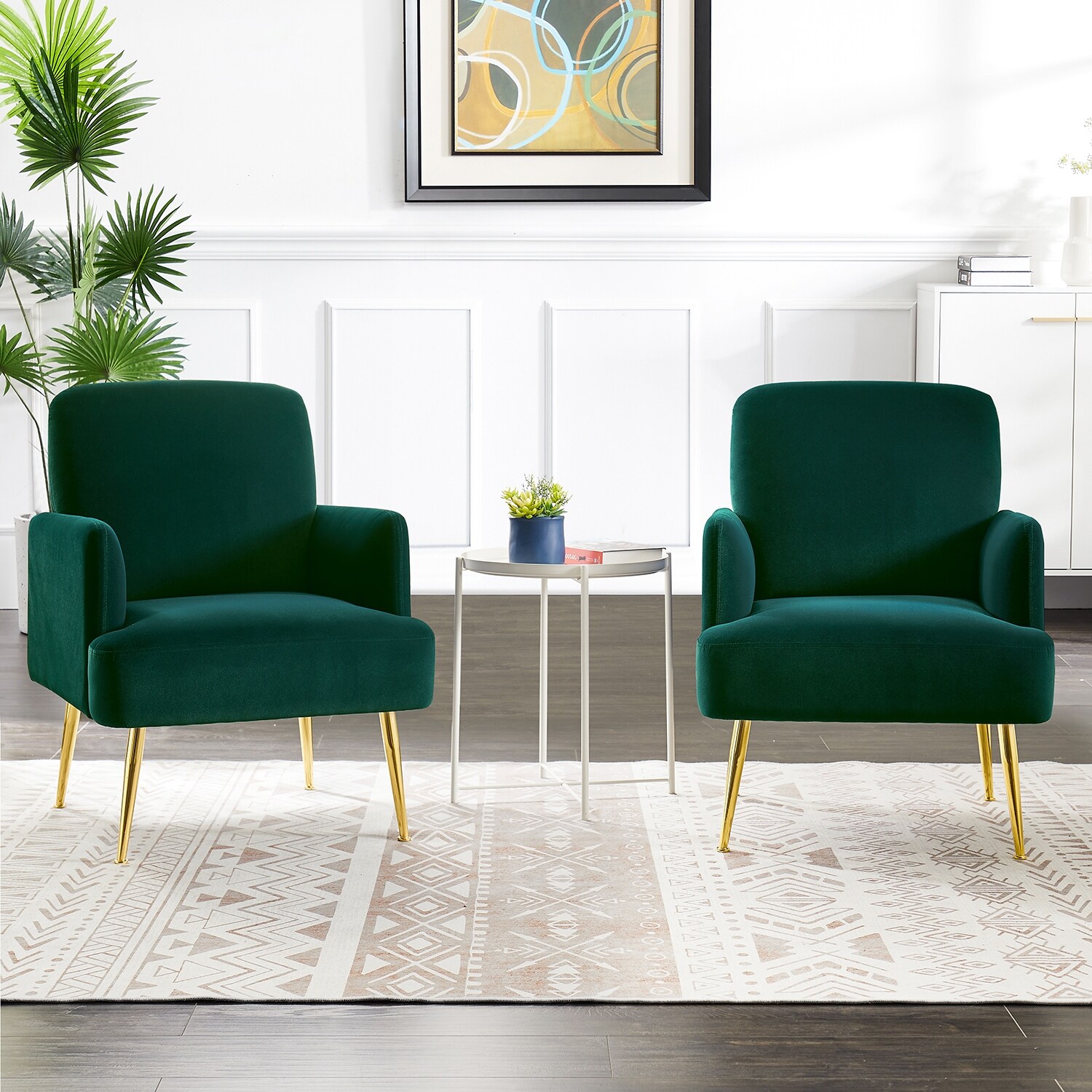 Ferrera Comfy Accent Armchair with Recessed Arms Set of 2 On