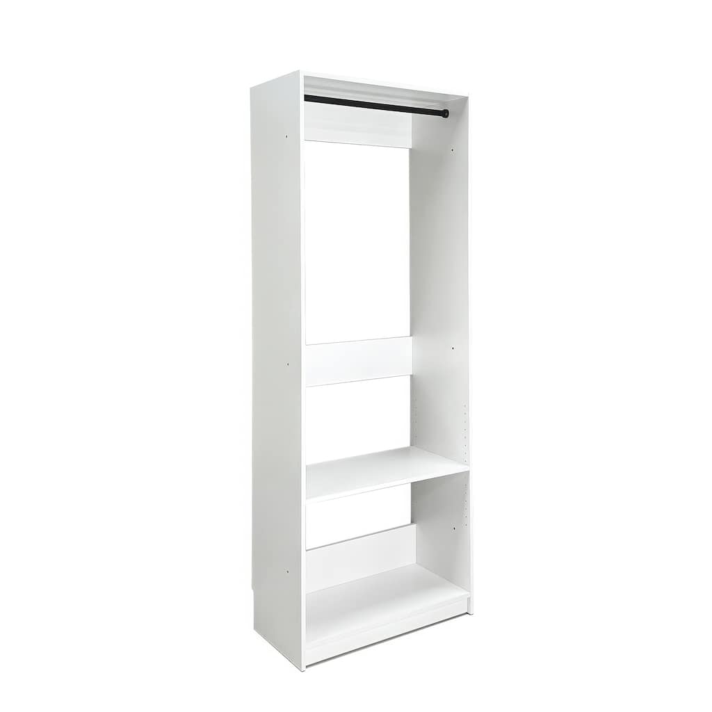 Prosper 32" White Wood Walk-in Closet with Two Rods - 31.4"W x 15.7"D x 83" H
