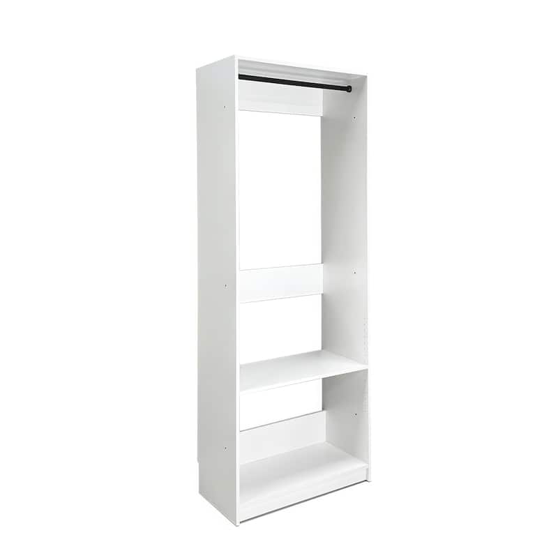 Prosper 32" White Wood Walk-in Closet with Two Rods - 31.4"W x 15.7"D x 83" H