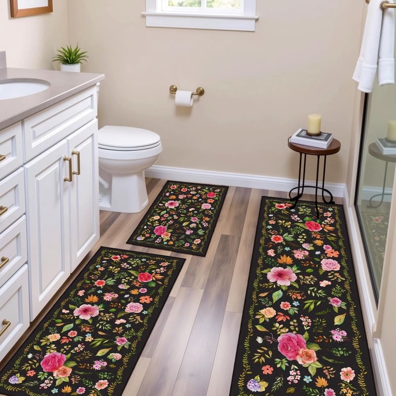 Boho Kitchen Rugs Non-Slip Washable Farmhouse Kitchen Mat 3 Piece Set - 20"x32"+20"x48"+20"x59"