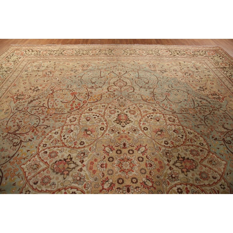 Pre-1900 Antique Tabriz Haj Jalili Persian Rug Handmade Wool Carpet - 14'5" x 17'2"