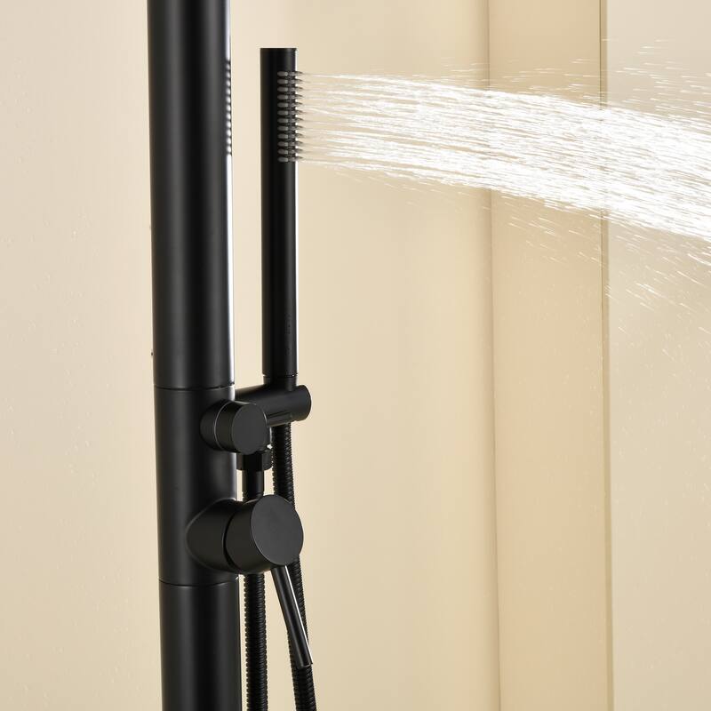 81"H Stainless Steel Freestanding Outdoor Shower with Handheld Shower