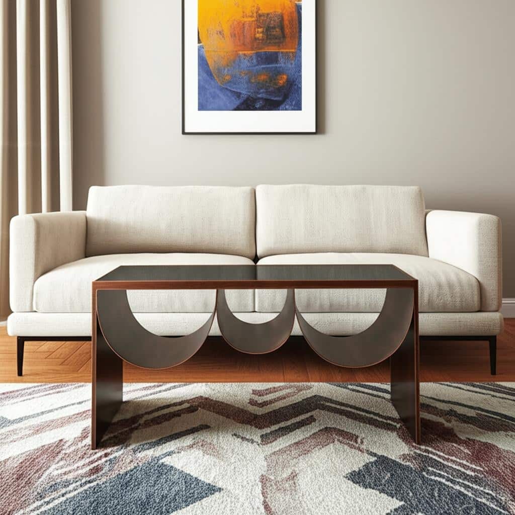 HomeRoots 32" Black and Copper Mirrored Glass and Steel Solid Coffee Table - 32.00 in. x 16.50 in. x 16.00 in.
