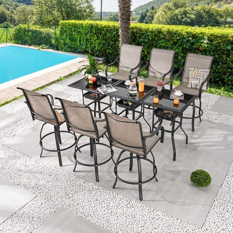 Patio Festival 9-Piece Outdoor Bar Height Swivel Dining Set