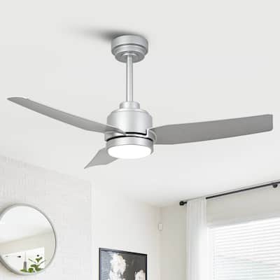 42-inch Modern Silver 3-Blades DC Motor Ceiling Fan with LED Light
