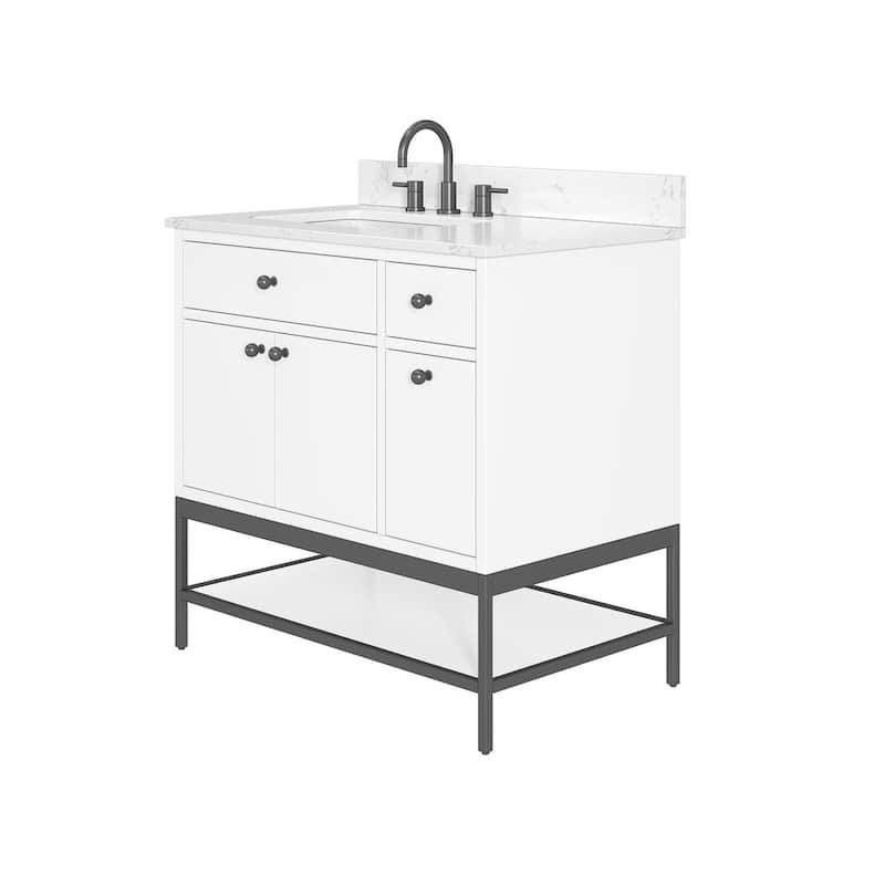 Avanity Paisley 36 in. Single Sink Vanity with Cala White Engineered Top