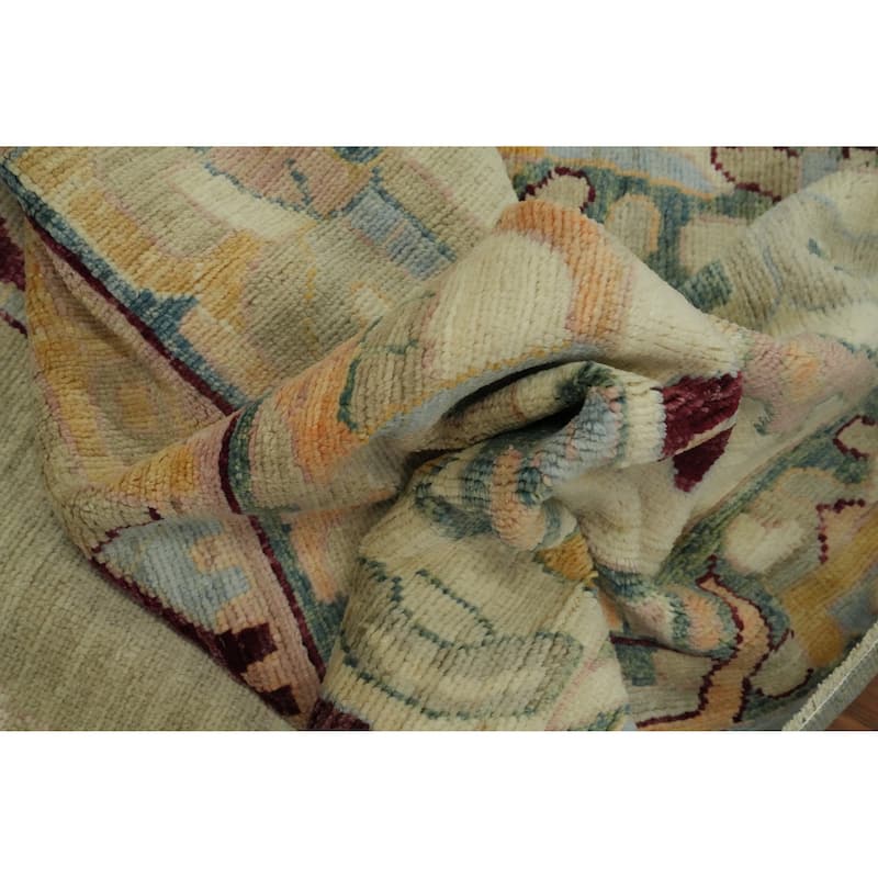 Geometric Wool Oushak Vegetable Dye Large Rug, Medallion Geometric Carpet - 17' 11'' X 12' 3''