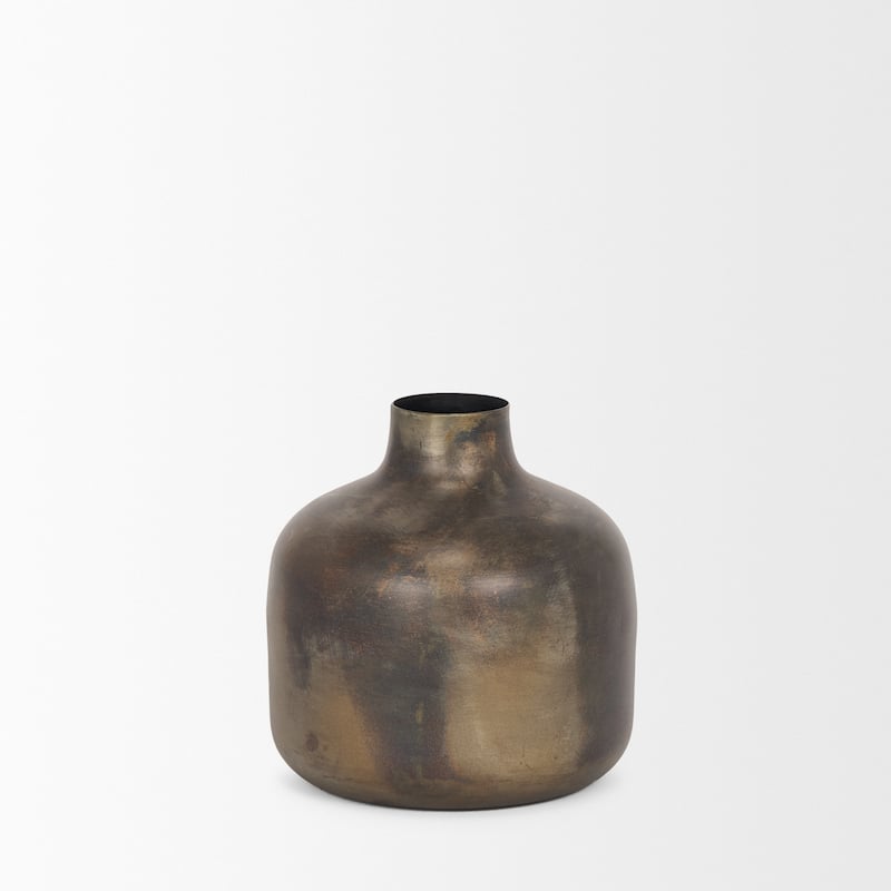 Daya Medium Antiqued Gold Metal Vase