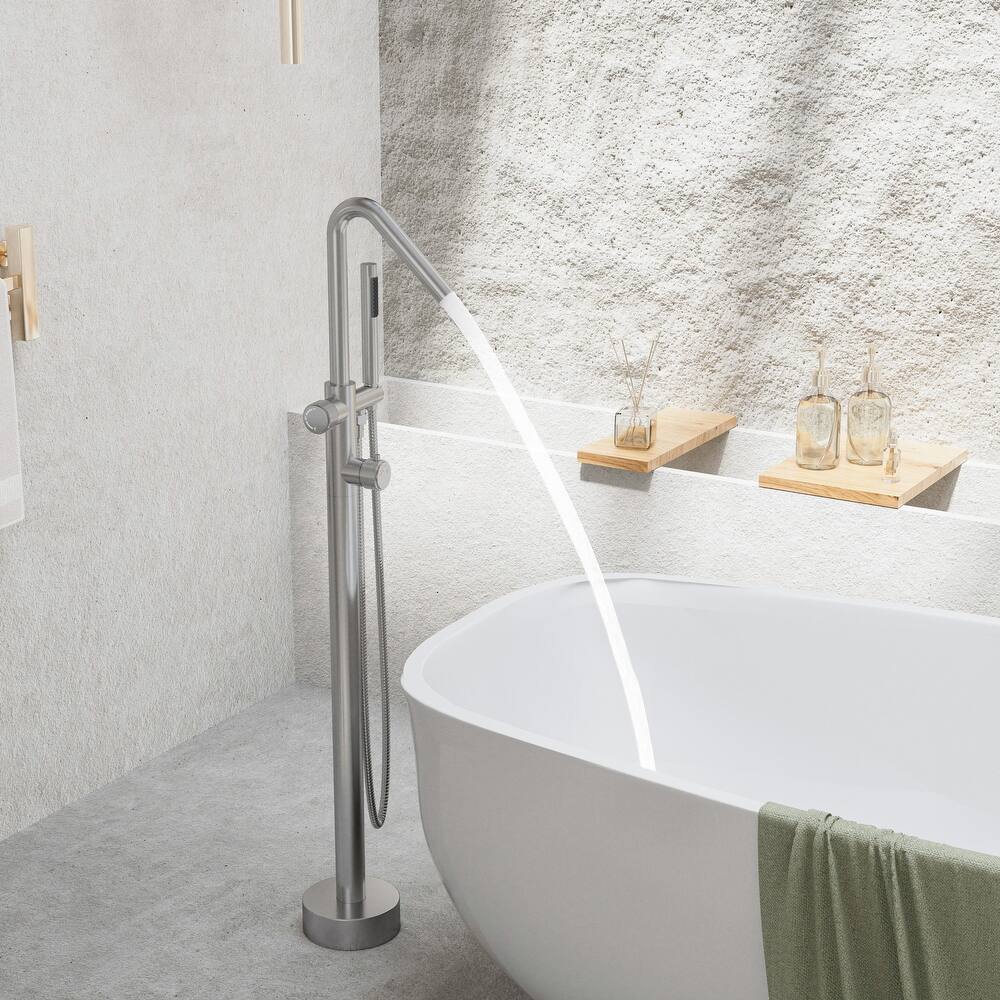 Modland 46''H Outdoor Shower System 316 Stainless Steel Thermostatic Freestanding Poolside Faucet with Swivel Spout - 46'' H