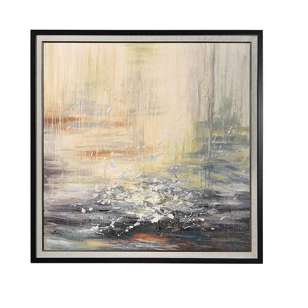 Shop 48 X 48 Pale Blue And Yellow Hand Painted Framed Canvas