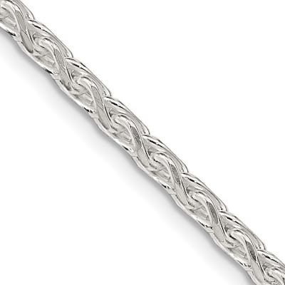 Curata 925 Sterling Silver 3.5mm Diamond Cut Round Spiga Chain Necklace for Men