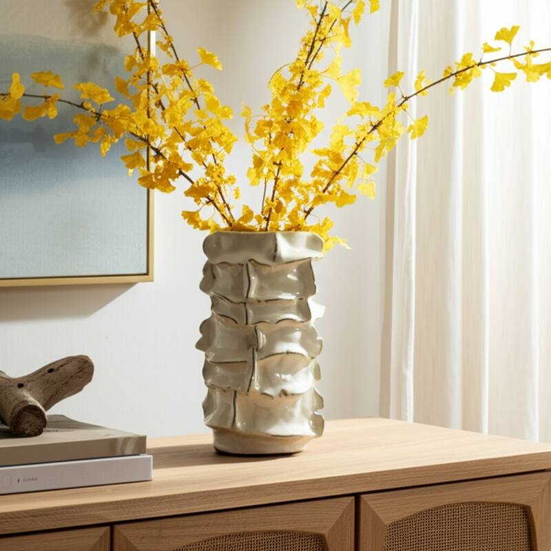 Ceramic Decorative Vase Accent Piece Glazed Finish Capri Style