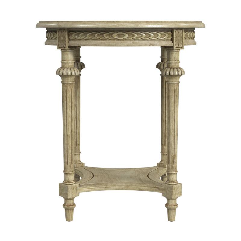 Hellinger 24 in. W Round Wood Tall End Table with Open Shelf