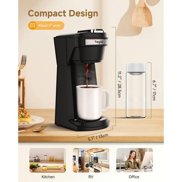 Single Serve Coffee Maker for K Cup & Ground Coffee, One Cup Coffee Machine  14 oz Fast Brewing, Fits Travel Mug 6.7" - Bed Bath & Beyond - 40376925