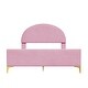 preview thumbnail 24 of 52, Bedroom Velvet Fabric Bed Frame with Classic Semi-circle Shaped Headboard and Metal Legs, Upholstered Platform Bed for Kids