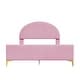 preview thumbnail 23 of 28, Full Size Velvet Upholstered Platform Bed with Classic Semi-circle Shaped Headboard and Mental Legs for Kids Teens Adults