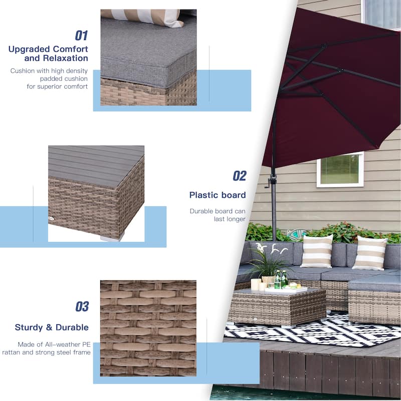 Outsunny 7-Piece Outdoor Wicker Patio Furniture Set