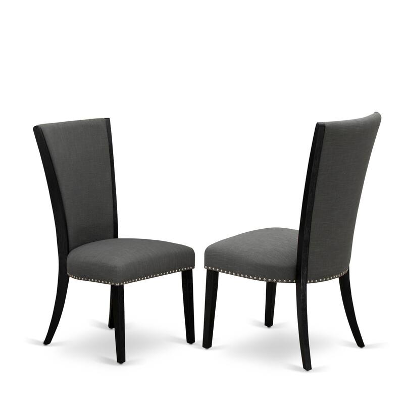 East West Furniture Verona Parson Dining Chairs - Nail head Trim Linen Fabric Chairs, Set of 2(Finish Options)