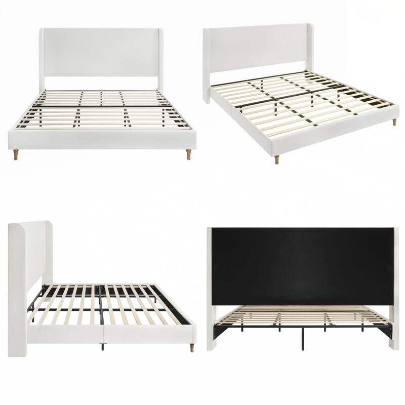 High Headboard Upholstered Platform Bed No Box Spring Needed