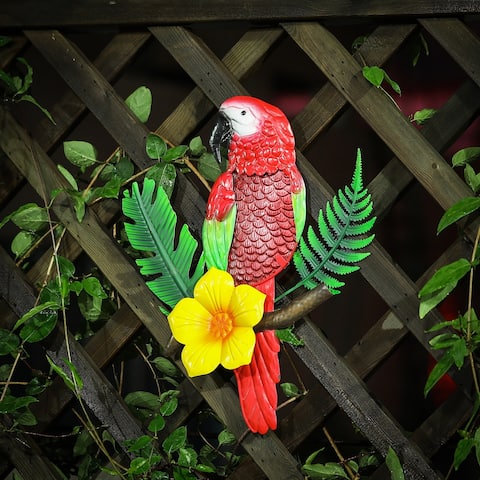 Parrot Metal and Glass Indoor Outdoor Wall Decor
