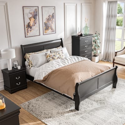 Furniture of America Mayday Traditional Solid Wood 3-Piece Sleigh Bedroom Set