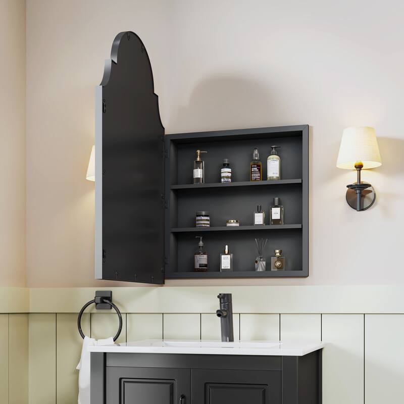 Bathroom Vanity Set with Arched Medicine Cabinet 24-Inch Vanity with Countertop