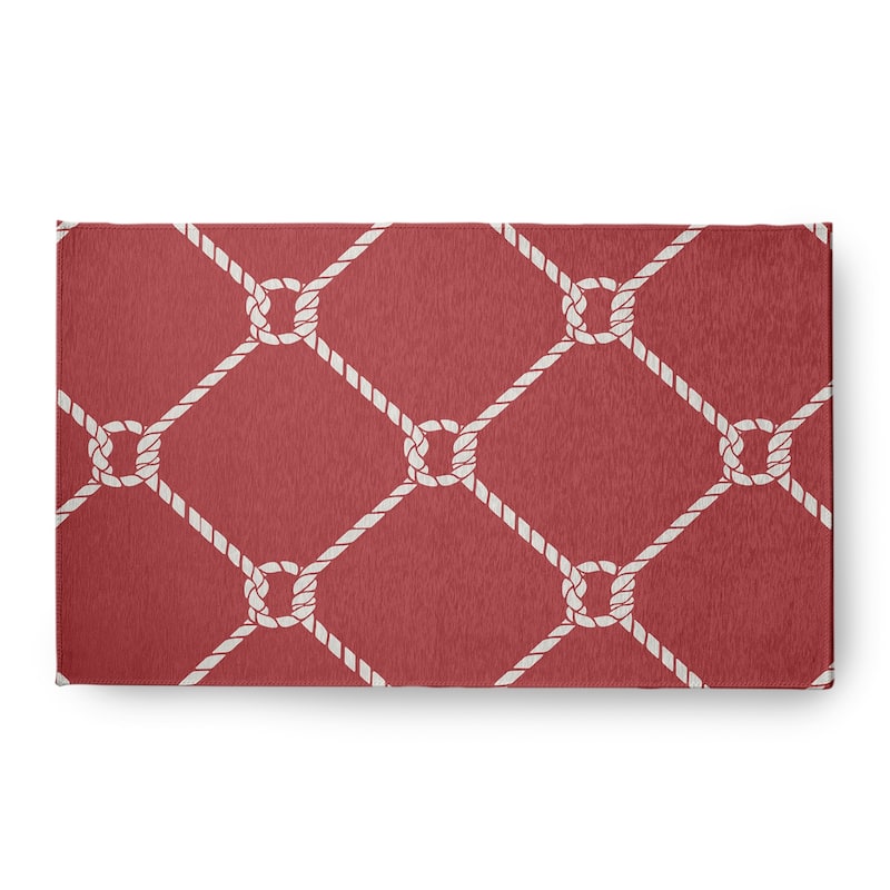 Ahoy Nautical Chenille Rug - Ligonberry Red - 18" x 30"