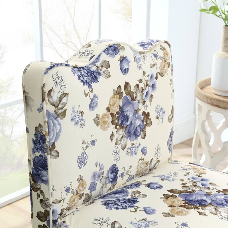Roomfitters Floral Flannel Accent Chair with Pillow, Armless Upholstered Lounge Chair with Soft Cushion for Living Room