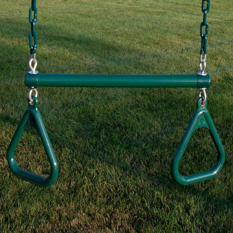 Swing-N-Slide Ring Trapeze Combo Swing with Coated Chains, Green - 40.5" H x 17" W