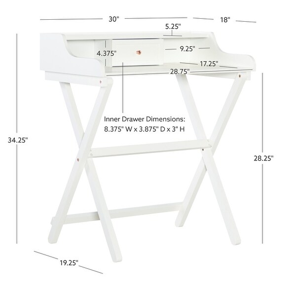 Linon Clover Solid Wood Folding Writing Desk Natural