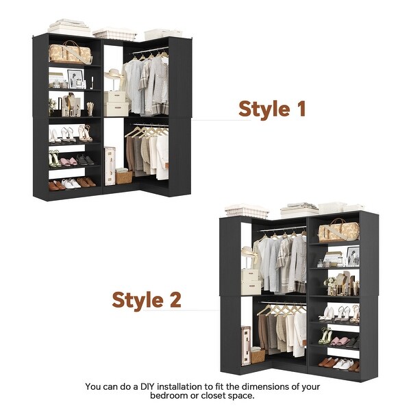 Cimly Set of 2 Corner Closet System with Shoe Organizer