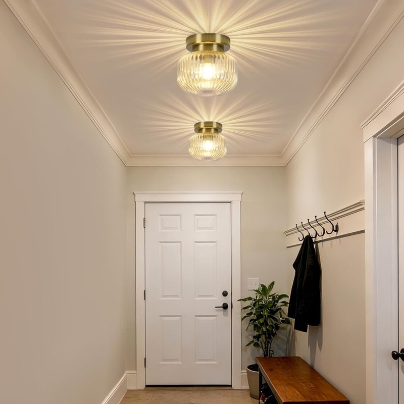 Modern light bulb iron glass light fixture amber ceiling light