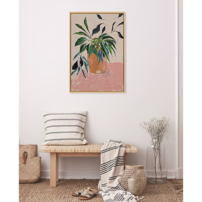 Kate and Laurel Sylvie Foliage lI Neutral Linen by Nikita Jariwala