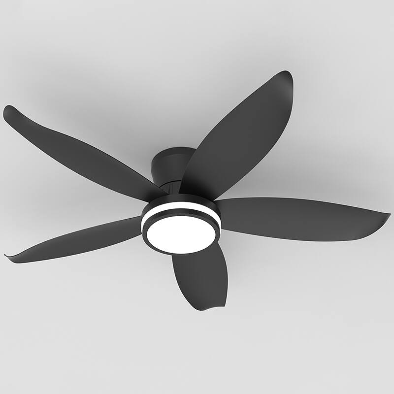 42-inch 5-blade high-airflow easy-install plug-in ABS blade ceiling fan light - Black