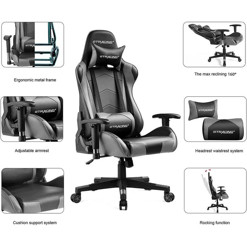 Lucklife Gaming Chair Racing Office Computer Ergonomic Video Game Chair with Headrest and Lumbar Pillow Esports Chair
