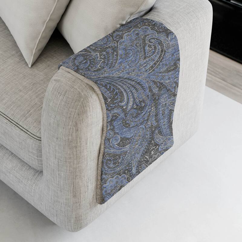 Premium Machine Washable Paisley Sherpa Throw Blanket - Charcoal - 4'2" x 5'10"