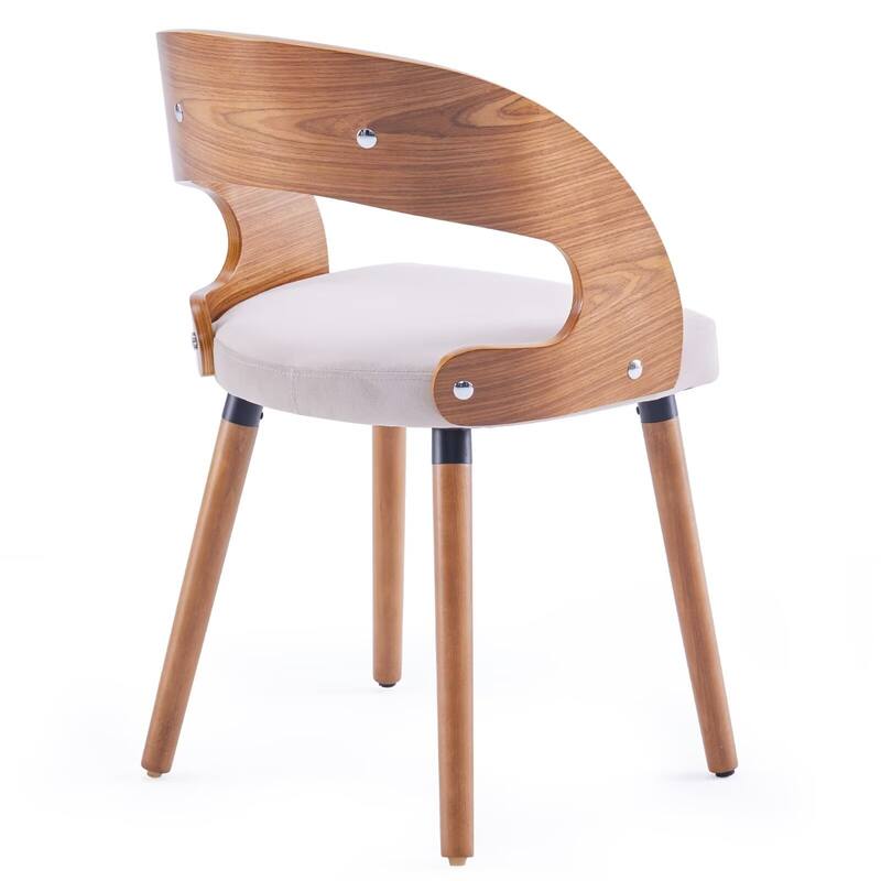 Modern Upholstered Wood Dining Chairs with Curved Backrest (Set of 1)