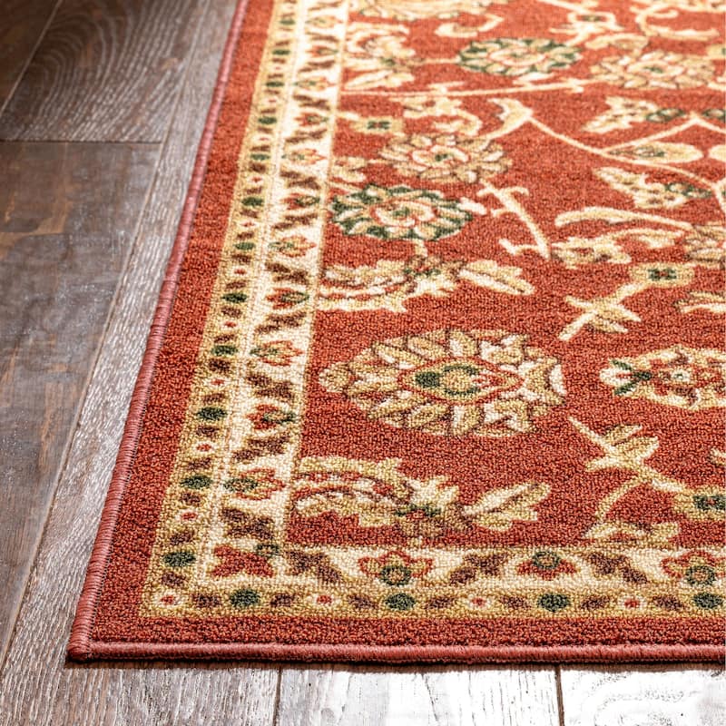 Well Woven Traditional Sarouk Non-Skid Backing Area Rug