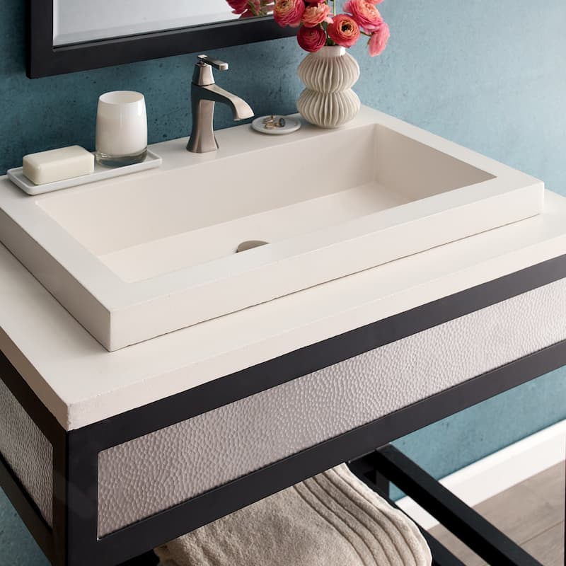 30" NativeStone Trough Drop-in Rectangular Bathroom Sink