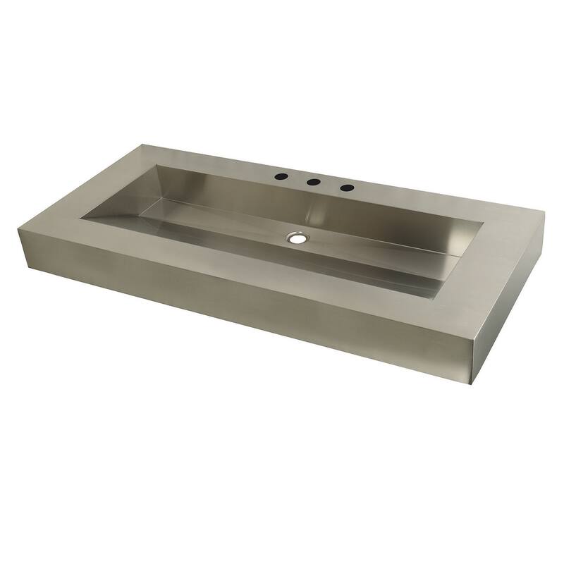 Kingston Brass Kingston Commercial 49" Double Basin Console Sink - Brushed Stainless Steel