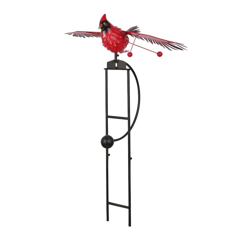 Alpine Corporation NCY408 Metal Rocking Cardinal Stake, Stylish Decor for Garden, Patio, & Lawn 59"H Red