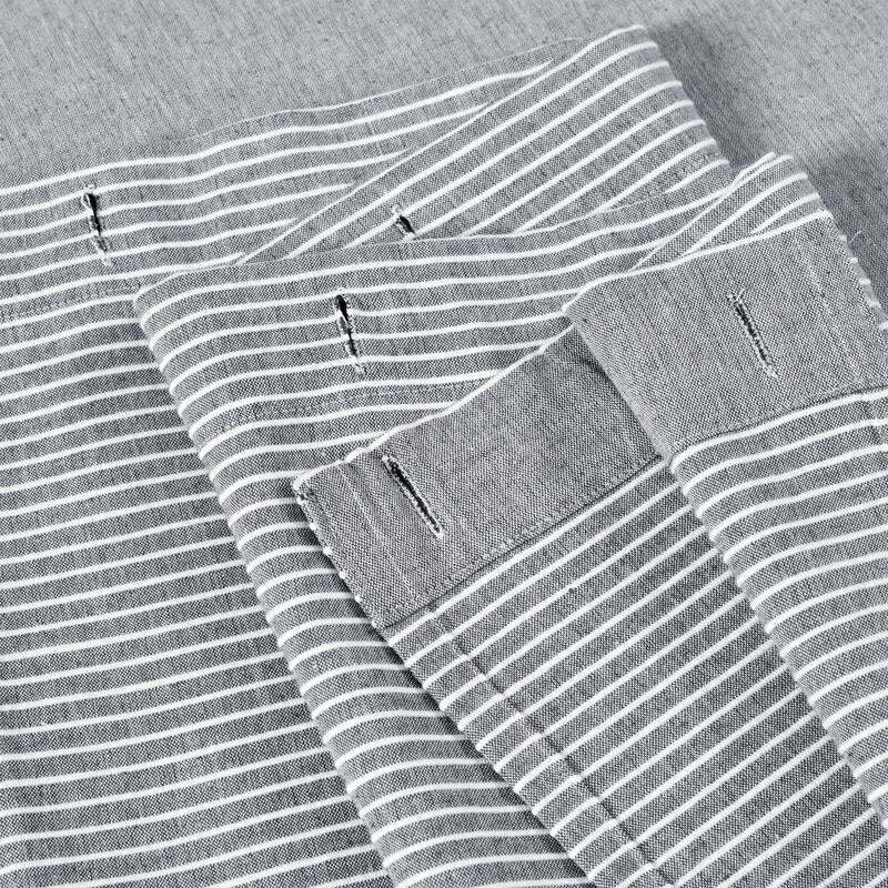 Lush Decor Farmhouse Button Stripe Yarn Dyed Woven Cotton Shower Curtain