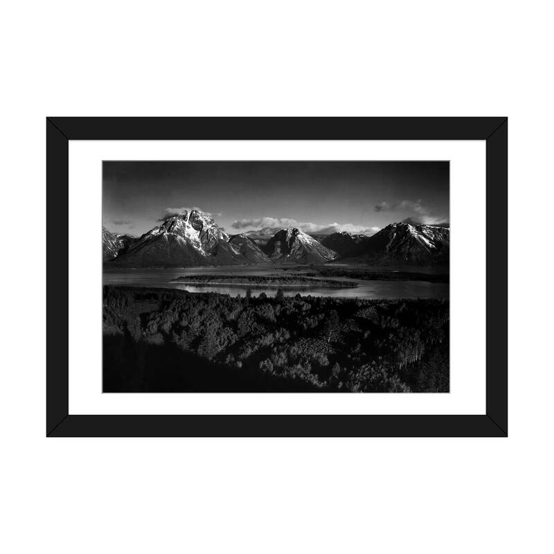 iCanvas "Mt. Moran and Jackson Lake from Signal Hill" by Ansel Adams - Black - 24x32x1