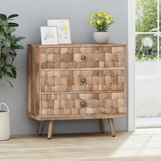 Latona Mid-Century Modern Handcrafted Mango Wood 3 Drawer Chest by Christopher Knight Home