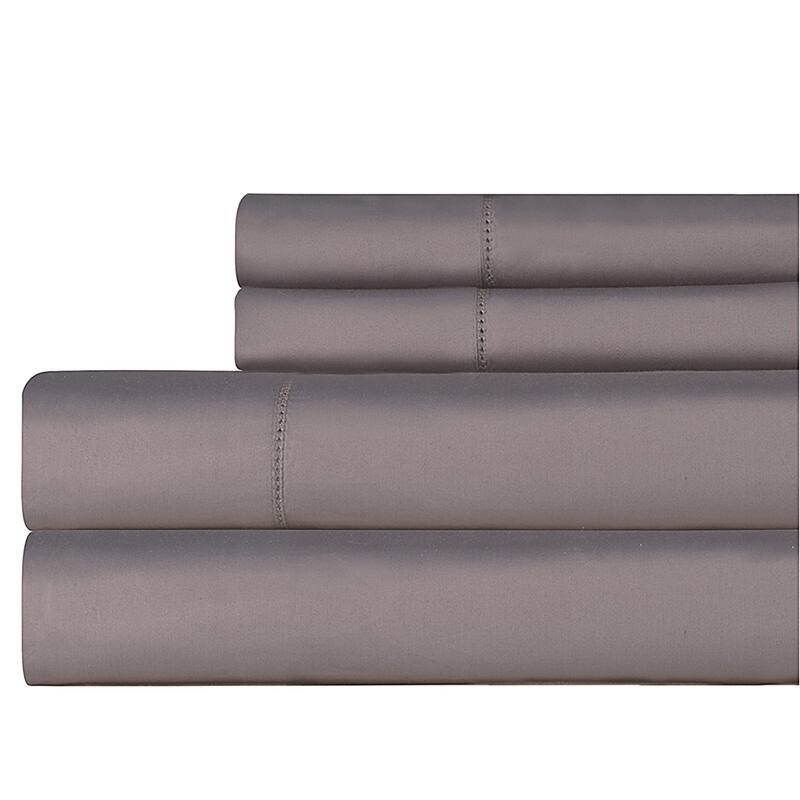 Pointehaven 410 Thread Count Long Staple Cotton Oversized Bed Sheet Set - Twin XL - Medium Gray
