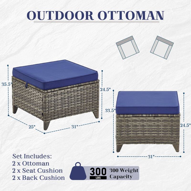 Gymojoy Outdoor Swivel Chairs Patio Sofa with Ottomans set - Grey
