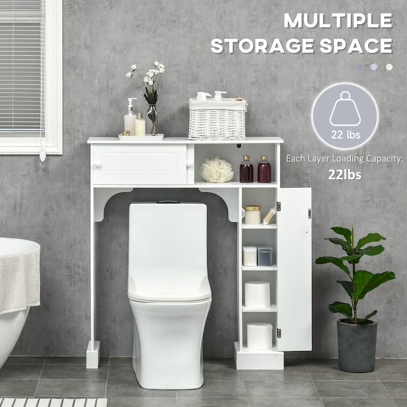 HomCom Freestanding Over Toilet Bathroom Storage Cabinet - White - 35*9*41