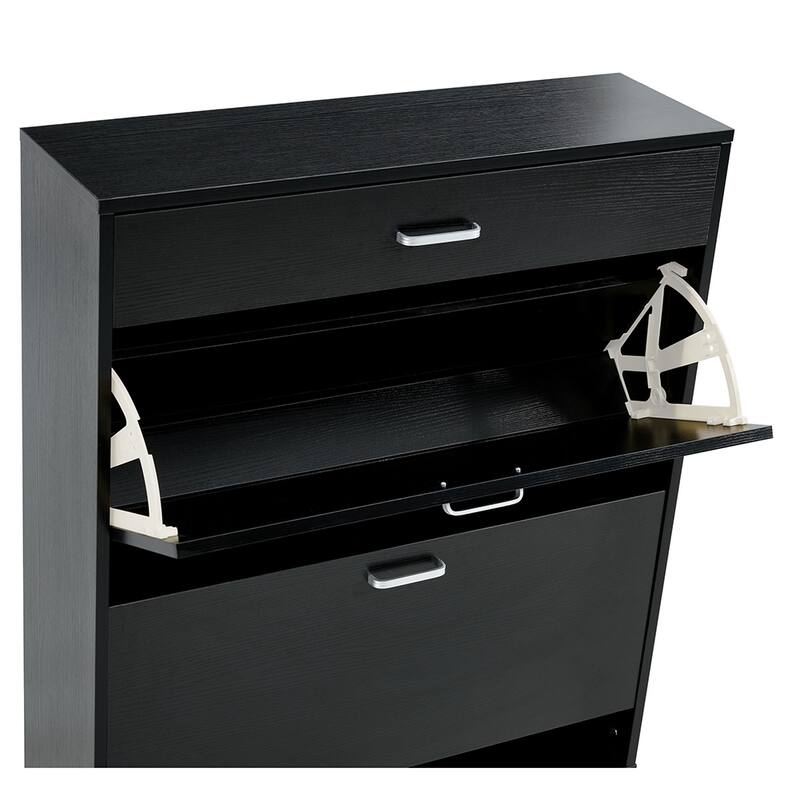 Shoe Cabinet With 2 Flip Drawers Open Shelf Modern Shoe Racks Storage Organizer